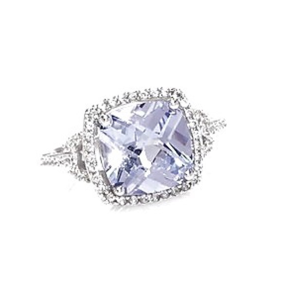 Zales Jewelry - Halo cushion cut white sapphire ring